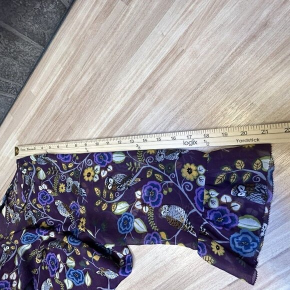 Kensie Tunic Dress Sheer Womens Fall Dress Halloween Dress Owls Plum Floral Sz L - Picture 7 of 13